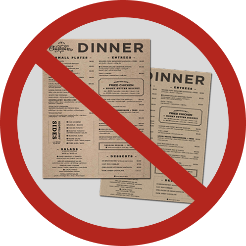 صورة هاتف فيه المنيو الالكتروني مفتوح